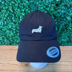 NWT Corgi Dog Pet Hat Cap Black White Adjustable Strap One Size OSFA